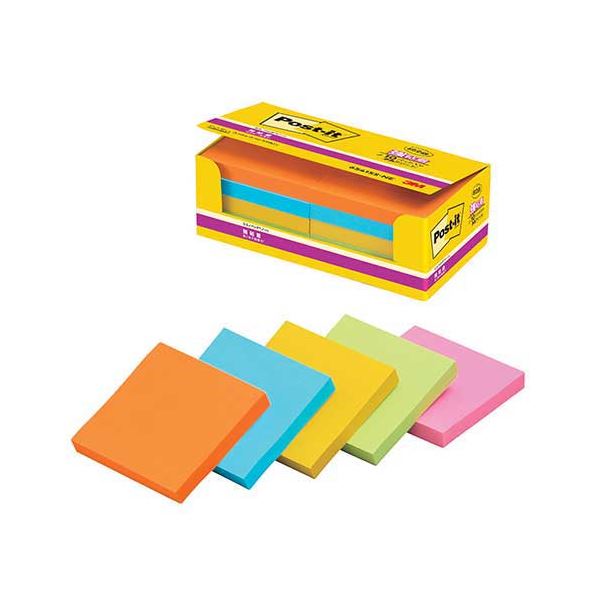 スリーエム ジャパン Post-it 6541SS-NE 強粘着 75mm×75mm 混色 強力な粘着力を持つ75mm×75mmのポストイット 色とりどりの組み...