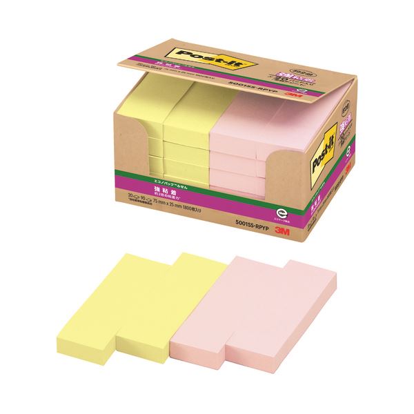 スリーエム ジャパン Post-itエコノ強粘着5001SS-RPYP混色 色と粘着力が強力なポストイット 5001SS-RPYP混色のエコノミカルな強粘着メモ...