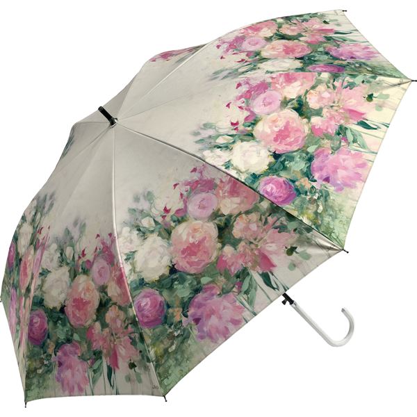 ユーパワー アーチストブルーム ジャンプ傘 晴雨兼用 ジュリア・プリントン 「ジューン アバンダンス」 青 美しい花々が咲き誇るアーティスティックなデザインの晴...