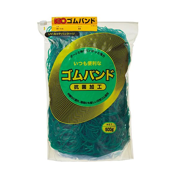 （まとめ）アイジーオー ゴムバンド #16 緑500g #16-TG-M 1袋【×3セット】 色で見分けて整理も簡単 異物混入防止の頼もしいアイテム 緑のアイジーオー ゴムバンド #16、500g入り まとめ買い お徳用 でお得 【3袋セット】