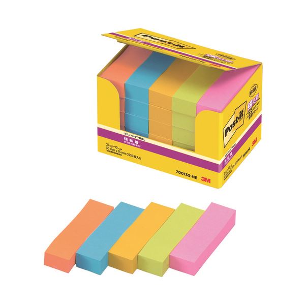 【まとめ】 スリーエム ジャパン Post-it 7001SS-NE 強粘着 50mm×15mm 混色 【×2セット】 強力な粘着力で使いやすい 混色の50mm...