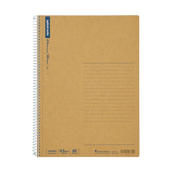 (まとめ)マルマン スパイラルノート ベーシックB5 6.5mm罫 32行 80枚 N236ES 1冊【×30セット】 頑丈でシンプルなクラフトカバーのスパイラ...