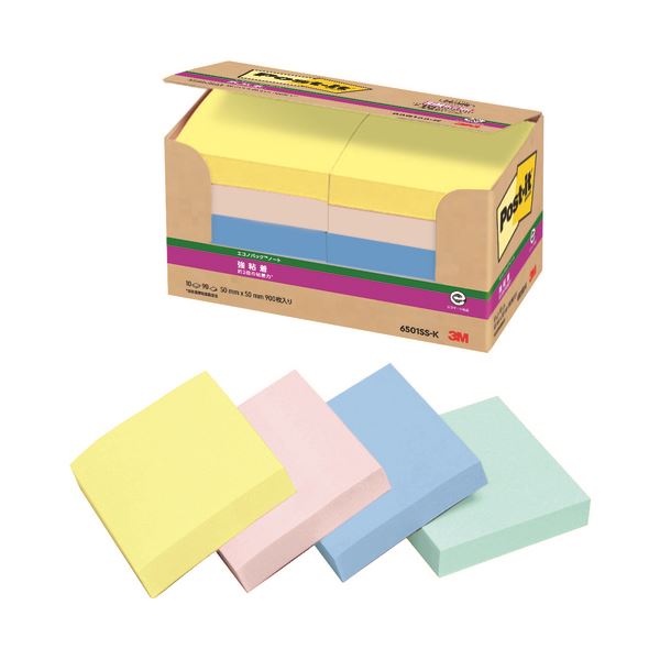 スリーエム ジャパン Post-it強粘着ノート50mm×50mmパステル4色 パステルカラーの50mm×50mmノート、色鮮やかな4色セット 書類整理やメモ取...