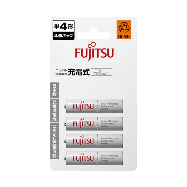 FDK 富士通ニッケル水素電池 スタンダードタイプ 単4形 HR-4UTC(4B) 1パック(4本) 高品質なニッケル水素電池、スタンダードな単4形HR-4UTC(4B)が1パックに4本入っています 長時間の使用に最適で、信頼性抜群の電池です