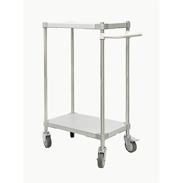 ガルバシェルフ 整理 収納 棚 キャビネット ワゴン35×60cm 2段 ポール900 取っ手付きWH ホワイト 組立式 白 ホワイトカラーの2段階段式シェルフ 整理 収納 棚 キャビネット ワゴン、幅35cm×奥行60cm、高さ900mmのポール付き、取っ手付き、組立式商品 白