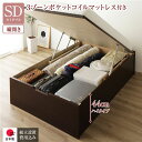 セミダブルベッド 茶 ダークブラウン 〔組立設置サービス付き〕 整理 収納 ベッド 通常丈 セミダブル 跳ね上げ らくらく 式 縦開き 深さ44cm ハイタイプ...