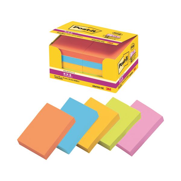 スリーエム ジャパン Post-it強粘着ネオン6561SS-NE ネオンカラーで目を引く 強力な粘着力で貼り付け安心 安全 メモや付箋に最適な強粘着ネオンシー...