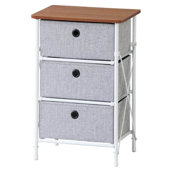 チェスト タンス 幅40cm 3段 グレー 灰色 折りたたみ式 スチール 簡単組立 ベッドルーム 寝室 リビング ダイニング チェスト タンス 幅40cm 3段 グレー 灰色 折りたたみ式 スチール 簡単組立 ベッドルーム 寝室 リビング ダイニング(3)