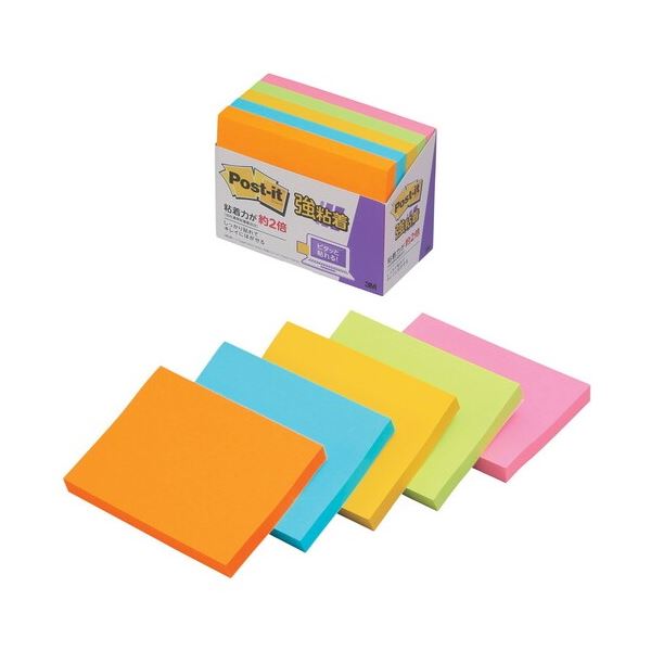 【まとめ】 スリーエム ジャパン Post-it 657-5SSAN 強粘着 75mm*100mm 蛍光 【×2セット】 強力な粘着力で使いやすい 蛍光色が目を...