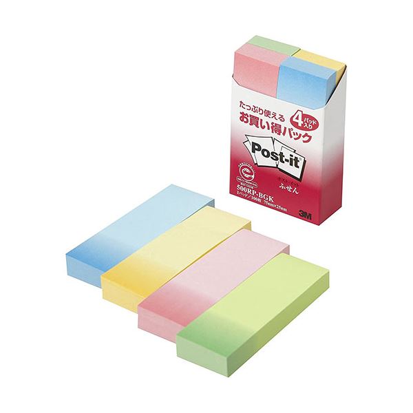 【10個セット】 3M Post-it ポストイット お買い得パック ふせん 3M-500RP-BGKX10 メモの達人 お得な10個セット 便利な付箋パック ...