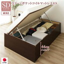 セミダブルベッド 茶 ダークブラウン 〔お客様組み立て〕 整理 収納 ベッド 通常丈 セミダブル 跳ね上げ らくらく 式 横開き 深さ44cm ハイタイプ 高い...