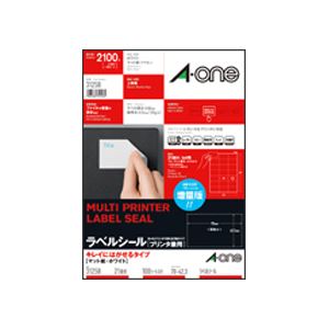 エーワン ラベルシール(プリンター兼用) キレイにはがせるタイプ マット紙・ホワイト A4判 21面 70×42.3mm 31258 1冊(100シート) 白 ...