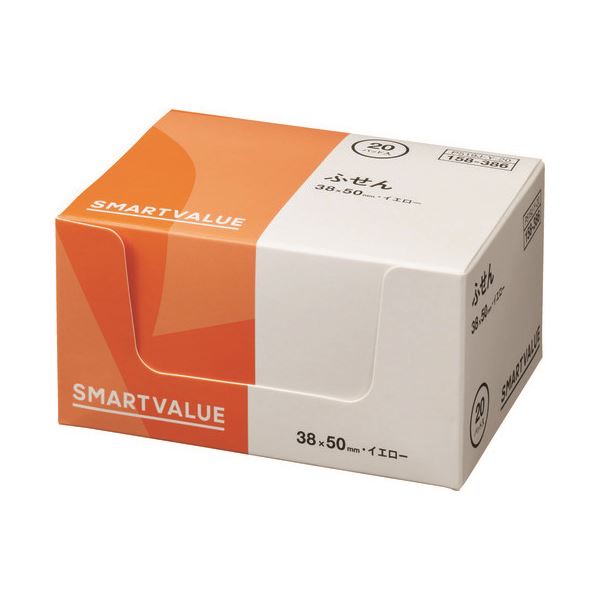 【まとめ】 スマートバリュー ふせん38×50mm黄 100枚*20冊 P519J-Y-20 【×2セット】 使いやすい 便利なサイズ 黄色いふせん100枚×2...