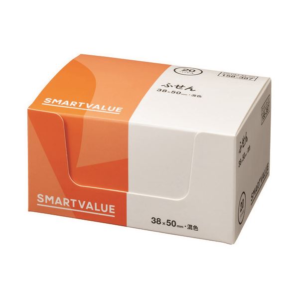 【まとめ】 スマートバリュー ふせん38×50mm混色 100枚*20冊 P519J-M-20 【×2セット】 カラフルな色合いが魅力の小さなメモ用紙 38×5...