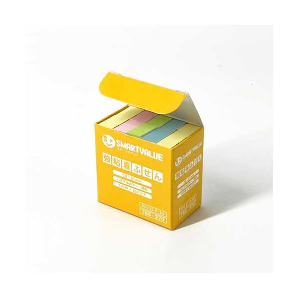 【まとめ】 スマートバリュー 強粘着ふせんパステル50*15 P613J-P-10 【×5セット】 強力な粘着力を持つパステルカラーのふせん、50枚×15冊セッ...