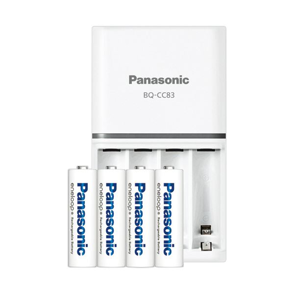パナソニック充電器セット eneloop単3形4本付 K-KJ83MCD40 1パック 充電が便利なセット 単3形4本付きの充電器セットで、いつでも使える