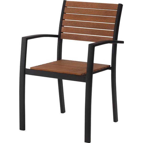 パーソナルチェア (イス 椅子) 約幅56cm ブラック 天然木 木製 ユーカリ アルミ スタッキング可 整理 収納 便利 リビング インテリア家具 完成品 黒 スタイリッシュなデザインのブラックチェア、幅56cmで完成品 快適な座り心地と美しい姿を備えた、あなたのお部屋にぴった