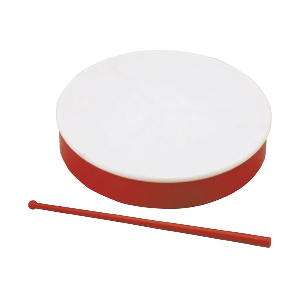 (まとめ) プラ製たいこ バチ付 赤 【×5セット】 バチ付きの赤いプラ製たいこをまとめて5セット