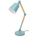 デスク (テーブル 机) ライト 約幅17cm ライトブルー 金属 スチール 天然木 木製 ラバーウッド 電球付 LED電球対応 ライト 照明 器具 リビング 在宅ワーク 組立式 青 幅広17cmのライトブルーなデスク (テーブル 机) ライト、組み立て式でおしゃれに光を灯す 青