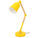 デスク (テーブル 机) ライト 約幅17cm イエロー 金属 スチール 天然木 木製 ラバーウッド 電球付 LED電球対応 ライト 照明 器具 リビング 在宅ワーク 組立式 黄 幅広17cmの輝くイエローのデスクライト、組み立て式であなたのデスクを照らす 仕事や勉強の時間を明るく彩り