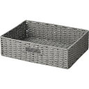 〔3個セット〕 ペーパーバスケット 整理 収納 かご 約幅36×奥行26×高さ10cm ハーフ グレー 軽量 取っ手穴付 カラーボックス対応 スペースを有効活用...