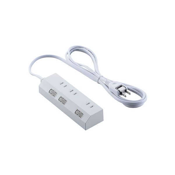 個別スイッチ付き3口タップ マグネット式 2m ホワイト T-IS01M-2320WH 白 スイッチが個別に操作できる3口コンセント付きのマグネット式タップ、2mの長さで使いやすいホワイトカラー 便利でスタイリッシュなT-IS01M-2320WHをお試しください 白