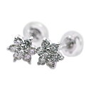 ダイヤモンド ピアス 0.3ct K18 ホワイトゴールド 0.3カラット 花 フラワーモチーフ ピアス 鑑別カード付き 白 輝く花の舞台で輝きを放つ、0.3カ...