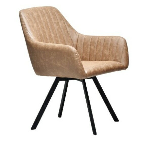 パーソナルチェア (イス 椅子) 約幅570mm カフェオレ PUレザー 金属 スチール パイプ 回転チェア ー 組立品 リビング ダイニング インテリア家具 快適な動きを実現する、360度回転可能な座面を備えたダイニングチェア ダイニング用チェア イス 食卓 椅子 ー カフェオレ色