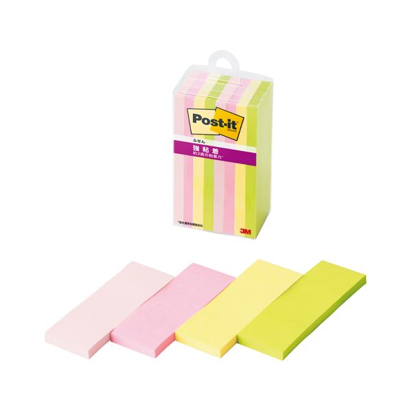 (まとめ) 3M ポスト・イット強粘着ふせんマルチカラー4 【×5セット】 強力な粘着力で使いやすい 色とりどりの便利な付箋4種セット×5個 オフィス 事務用 ...