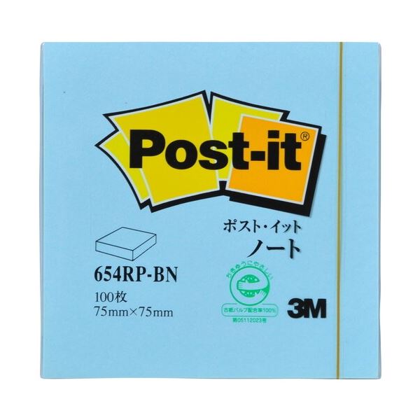 【まとめ】 スリーエム ジャパン Post-it 再生紙ノート 654RP-BN ブルー 【×10セット】 青 再生紙を使用したブルーのノートセットが10個入っ...