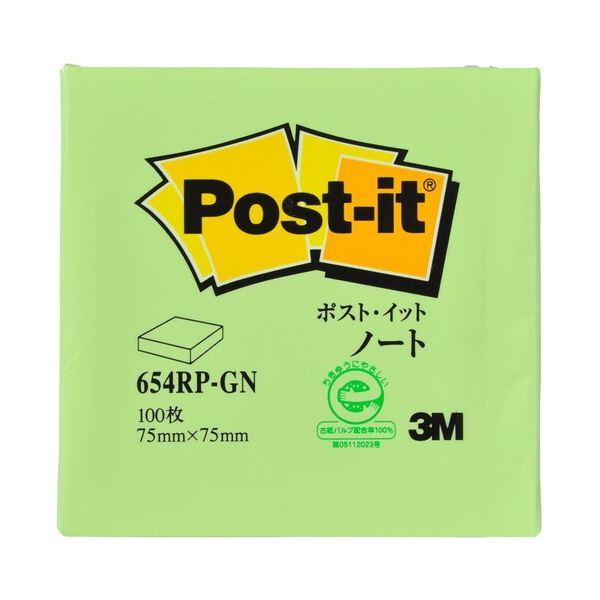 【まとめ】 スリーエム ジャパン Post-it 再生紙ノート 654RP-GN グリーン 【×10セット】 緑 エコフレンドリーな再生紙ノート10セット入り ...