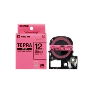 楽天夢の小屋（業務用5セット） キングジム テプラPROテープ/ラベルライター用テープ 【幅：12mm】 SK12P 蛍光桃に黒文字 鮮やかな桃色のテプラテープカートリッジ 業務用5セットでお得に提供 幅広12mmでシール印刷にも対応 使いやすく耐久性も抜群 蛍光桃の鮮やかさで目を引くラベルを作