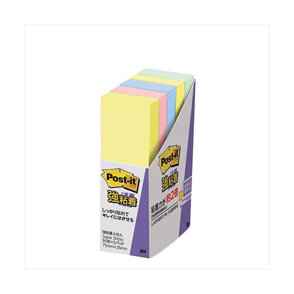 【10個セット】 3M Post-it ポストイット 強粘着ふせん パステルカラー 4色混色 3M-500-5SSAPX10 超強力な粘着力で、パステルカラーが...