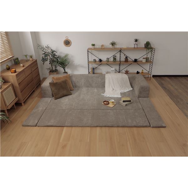 ローソファ 低い フロアタイプ ロータイプ フロアソファ ー 約幅250cm Lサイズ ベージュ 日本製 国産 コーディロイ生地 洗える ウォッシャブル ラグ付き フロアソファ リビング ダイニング 贈り物にも最適 日本製の洗えるコーディロイ生地を使用した、広々とした250cm幅のL