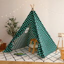キッズ テント 約140×140×145cm 柄ありタイプ ブラック×グリーン お客様組立品 おもちゃ プレゼント 子供部屋 知育玩具 黒 緑 お誕生日や出産祝...