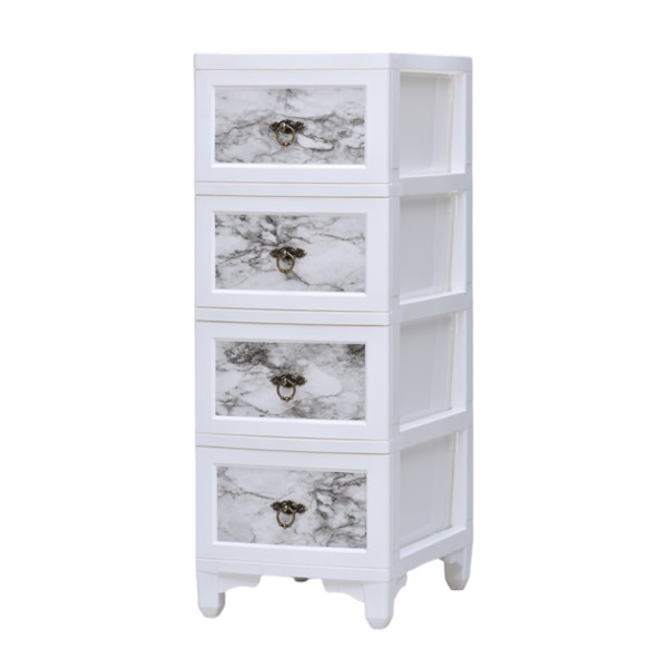 衣類整理 収納 タンス 約幅34cm 4段 ホワイト×マーブル 日本製 国産 引き出し カドリー チェスト キャ..