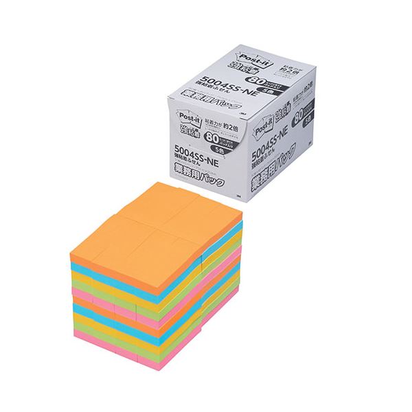 3M Post-it ポストイット 強粘着ふせん 業務用パック 5色混色 3M-5004SS-NE 超強力な粘着力で仕事もプライベートもバッチリ 5色の鮮やかな...