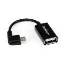 (まとめ) StarTech.com microUSB OTG変換アダプタ L型 12cm USB A(メス)-USB MicroB(オス)ブラック UUSBO...