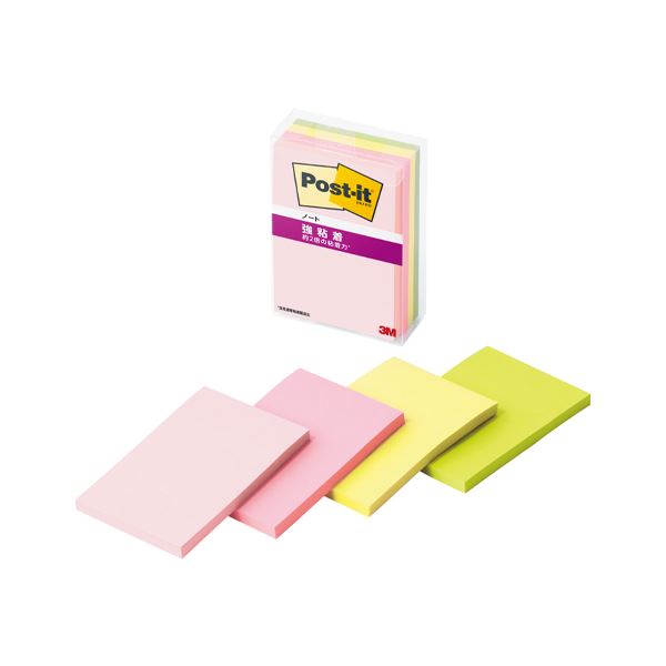 (まとめ) 3M ポスト・イット強粘着ノートマルチカラー4 656SS-MC-4N【×5セット 強力な粘着力を持つ多彩な色のポスト・イットノート4冊セット 色々...