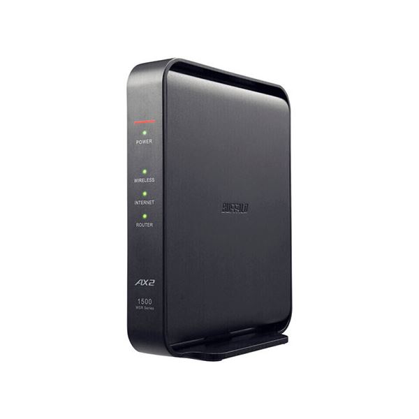 BUFFALO Wi-Fiルーター AirStation エントリーモデル Wi-Fi 6(ax) IPv6対応 ブラック WSR-1500AX2L 黒 次世代Wi-Fi規格に対応したエントリーモデルのWi-Fiルーター 高速通信と安定性を両立し、IPv6にも対応 ブラックカラーでスタイリッシュなデザイン 黒