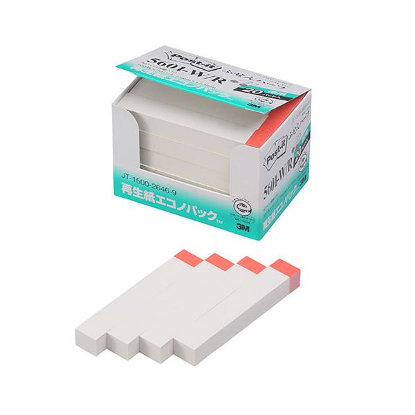 3M Post-it ポストイット 再生紙エコノパック ふせんハーフ 3M-5601-W/R エコな再生紙のハーフサイズポストイット 書きやすく、はがしやすく、...