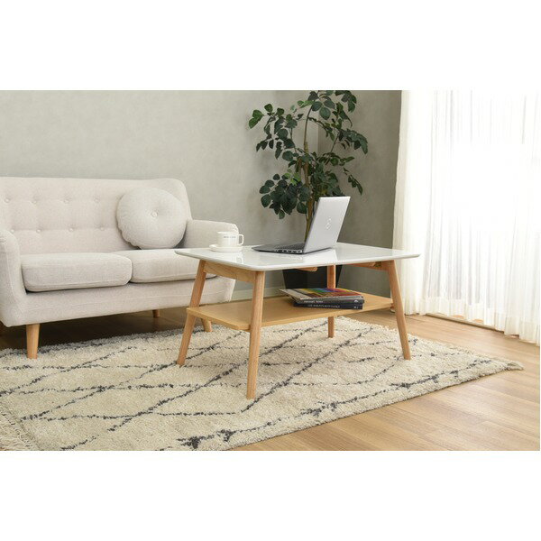 ローテーブル 机 低い ロータイプ センターテーブル 折りたたみテーブル 棚付き (置き台 置き場付き) ..