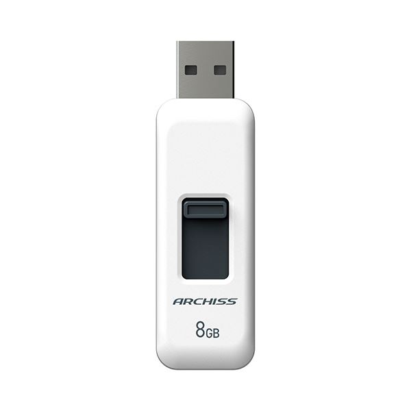 (まとめ) アーキスUSB2.0 スライド式フラッシュメモリ 8GB ホワイト AS-008GU2-PSW 1個 【×2セット】 白 スライドで簡単操作 8GBの大容量USB2.0フラッシュメモリが2個セットでお得 ホワイトカラーでスタイリッシュなデザインも魅力的 データの持ち運びに便利なアイテム