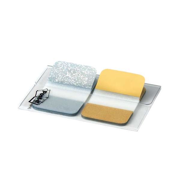 (まとめ) 3M ポストイット フィルムインデックス 厚口 メタリックカラー1 【×5セット】 光沢のあるカラフルな厚紙素材を使用した、5セット入りのフィルムイ...