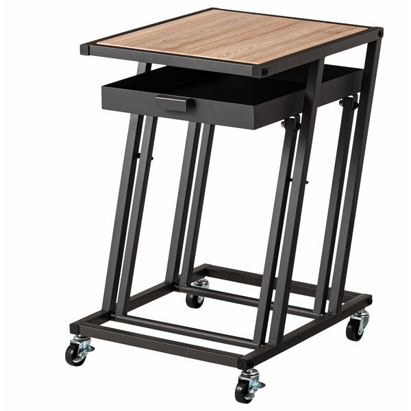 サイドテーブル エンドテーブル コーナーテーブル 小型 脇台 机 ダークグレー （約W36.5×D44×H55cm） 組立式 ダークグレーのサイドテーブルはコンパクトで使いやすく、シンプルでスタイリッシュなデザイン 幅36.5cm×奥行44cm×高さ55cmのちょうど良い大きさで、簡単に組