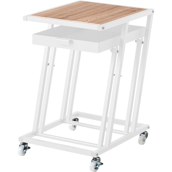 サイドテーブル エンドテーブル コーナーテーブル 小型 脇台 机 ホワイト （約W36.5×D44×H55cm） 組立..