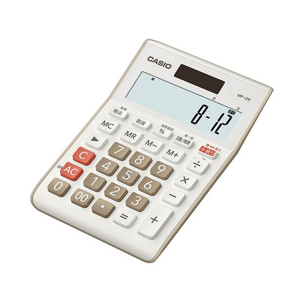 (まとめ）カシオ 余り計算電卓 12桁ミニジャストタイプ ベージュ MP-12R-BE-N 1台【×5セット】 薬局や病院で大活躍 便利な残数表示可能な12桁ミニ電卓 余り計算もバッチリ 使いやすいベージュカラー カシオの最新モデル 数量限定5セット