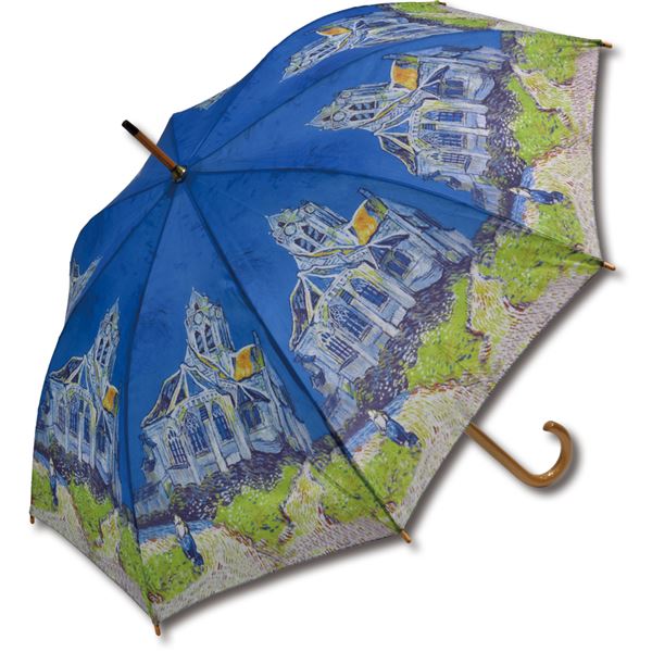 ユーパワー 名画木製ジャンプ傘 ゴッホ「オーヴェルの教会」 美の舞台へ誘う、木製ジャンプ傘 ゴッホの魂が宿る『オーヴェルの教会』の名画が、あなたを優雅な世界へと...