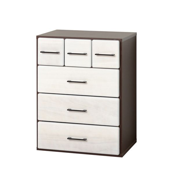 天然木 木製 自在チェスト 整理 タンス 収納 キャビネット 6D ホワイト 完成品 白 自由自在な整理 収納..