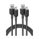 (まとめ) アンカージャパン ANKER 310 高耐久ナイロン USB-C&USB-A ケーブル 1.8m ブラック 黒 B81G60111パック(2本) 【...